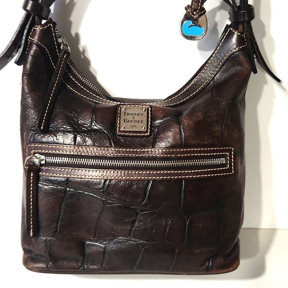 VTG Dooney & Bourke Leather Croc Embossed Espresso Brown Shoulder Bag J7574008 - Picture 16 of 16
